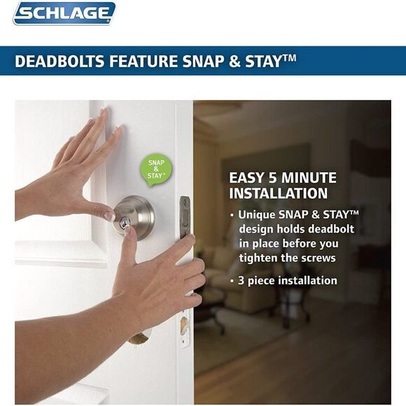 Schlage Fb50 V ACC 619 B60 Single Cylinder Deadbolt and F51 Keyed Entry … - Picture 2 of 10